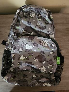 Eco Chic Kids Sheep Print Backpack - Gray